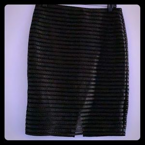 Express midi black stripe skirt